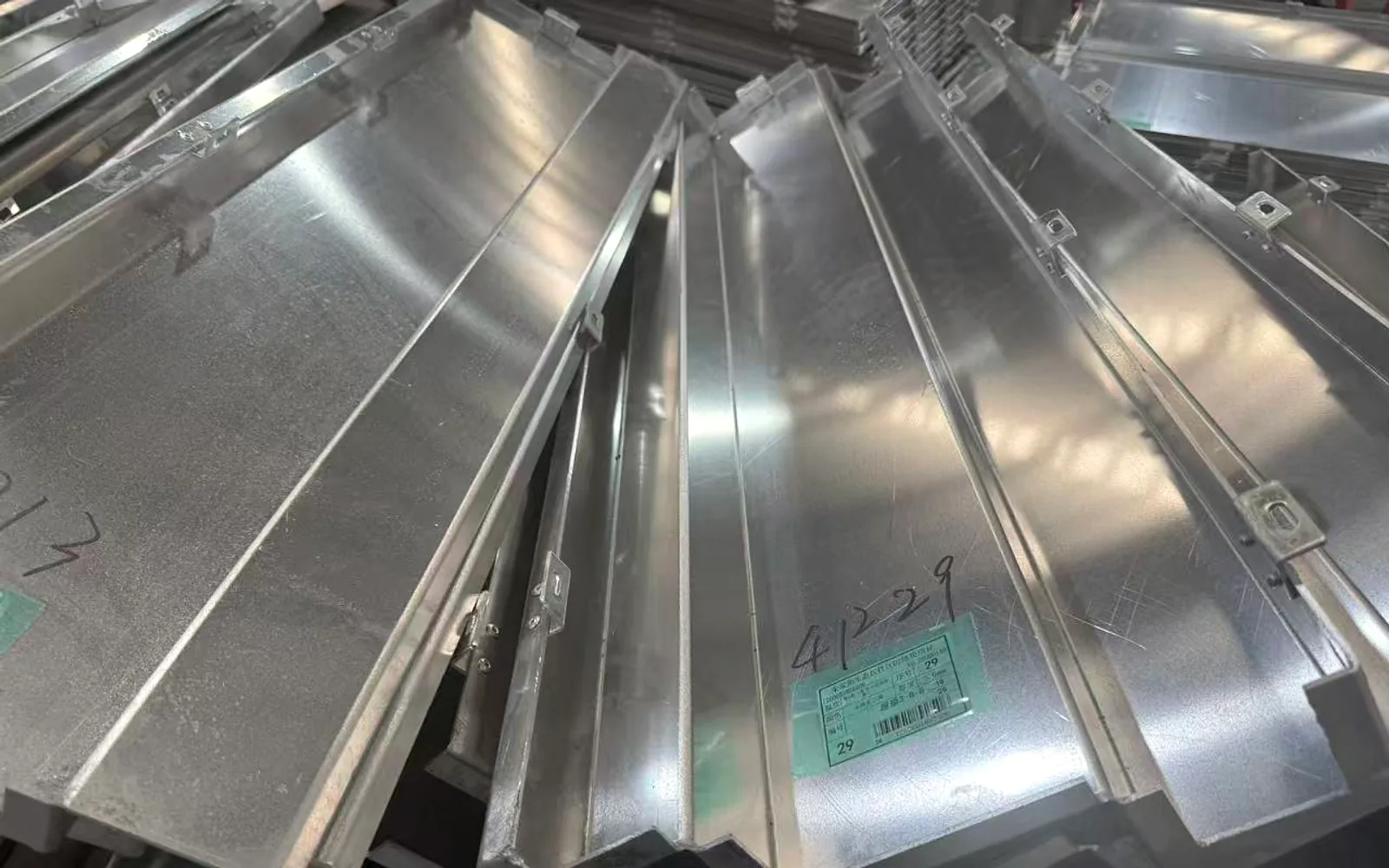 Real formed aluminium panels ready for the next production stage