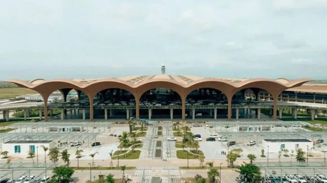 Exterior view of Techo International Airport terminal in Cambodia