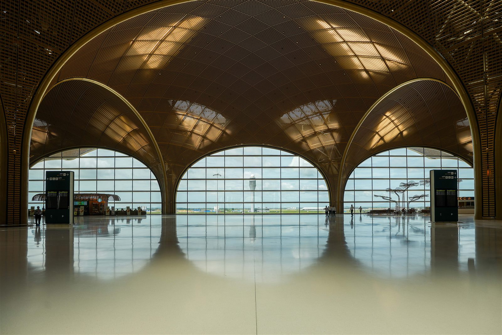 Interior view of Techo International Airport terminal departure hall